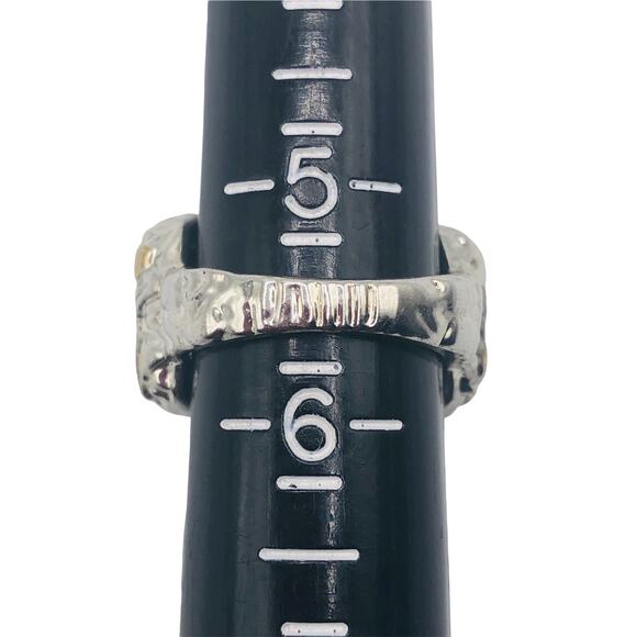 Silver and Gold Abstract Strokes Ring - Size 5.5 - Picture 7 of 7